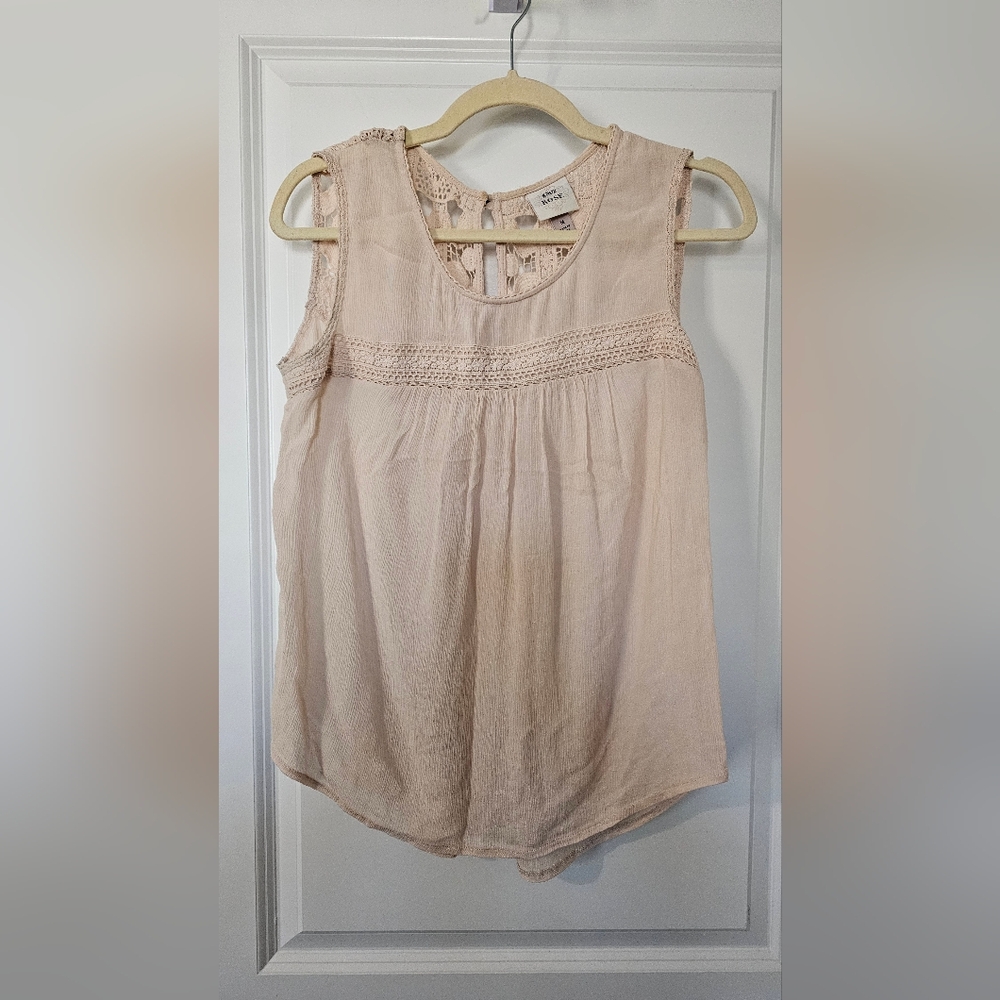 Women's Blush Sleeveless Top With Crocheted Details